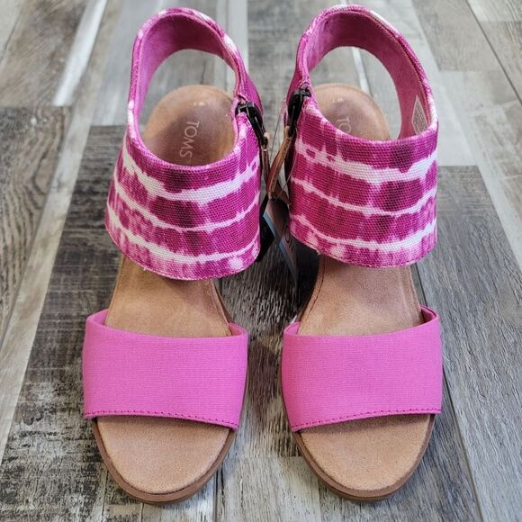 New Toms Fushsia Rose Majorca Cut Out Sandals Size 7 - Picture 2 of 8